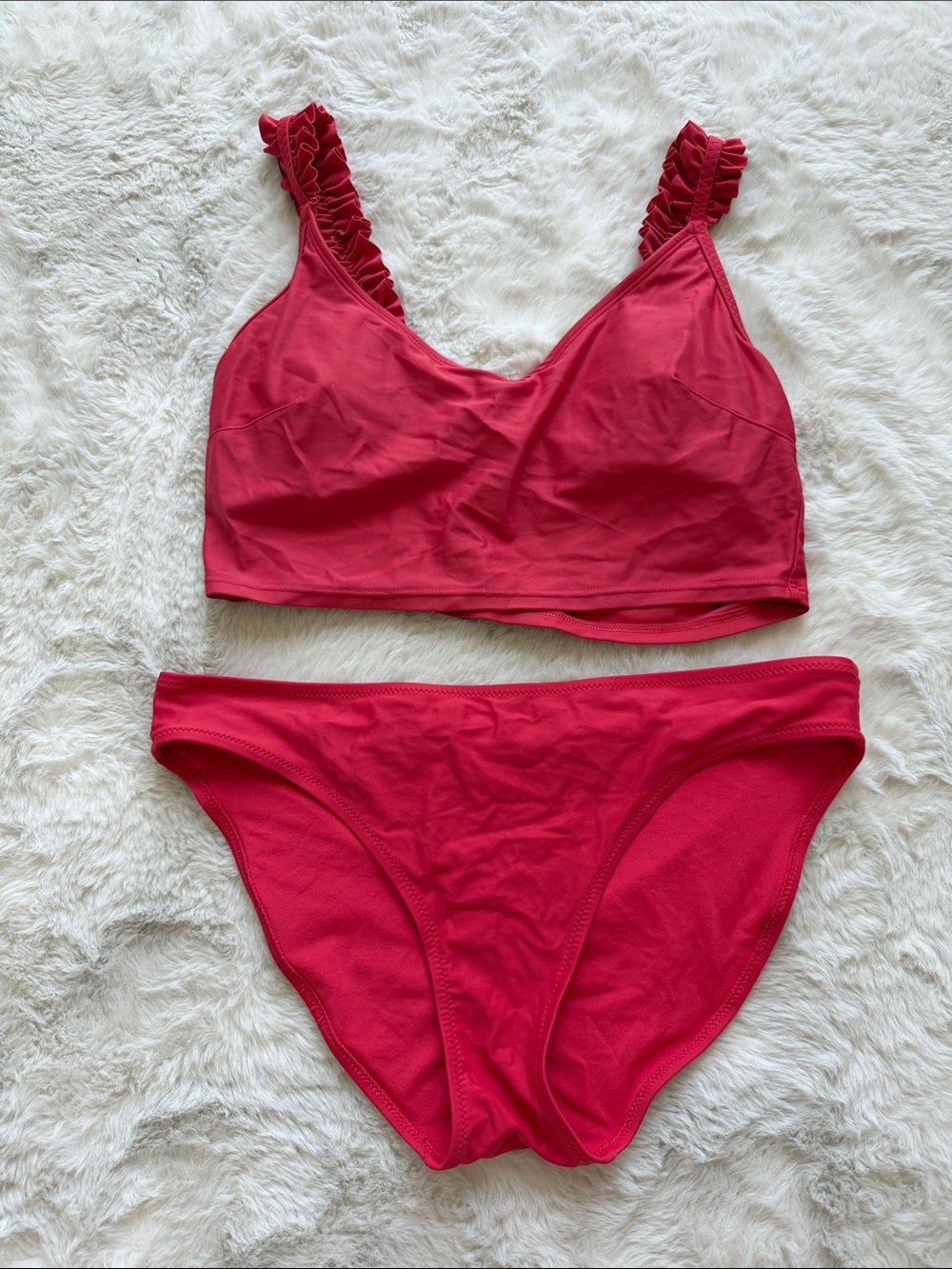 aerie Coral Red Bikini Top and Bottom Set
